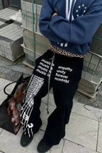 Music Score Graphic Wide Leg Sweatpants