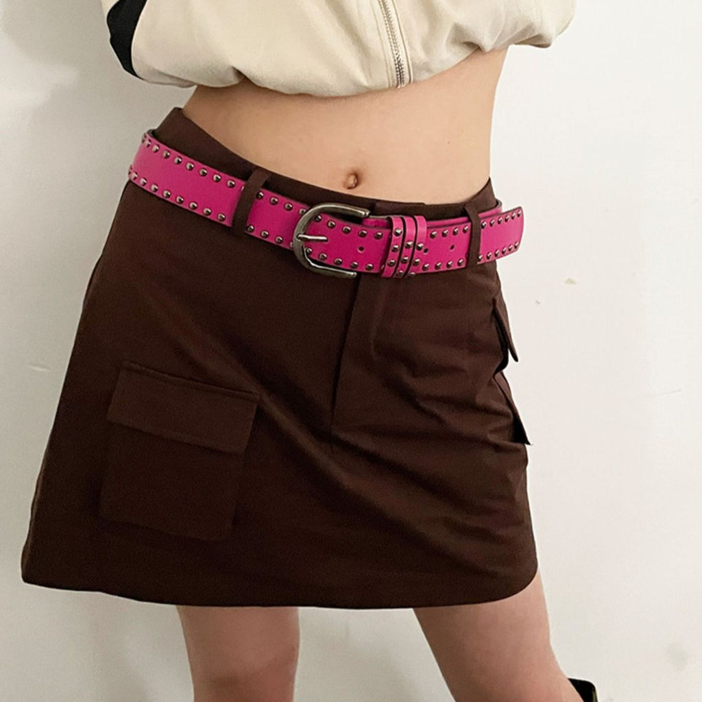 Y2K Punk Studded Wide Leather Belt