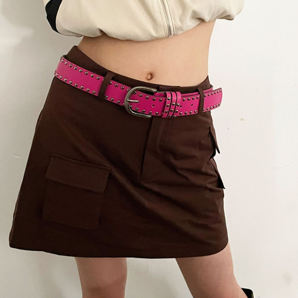 Y2K Punk Studded Wide Leather Belt