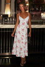 Lace Patchwork Printed V Neck Bodycon Floral Dress