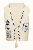Contrast Embroidered Vest Top Boho Pants Set