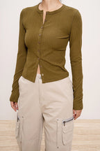 Lightweight Ribbed Cardigan Tan / S