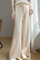 Wool Blend High Waist Knit Pants