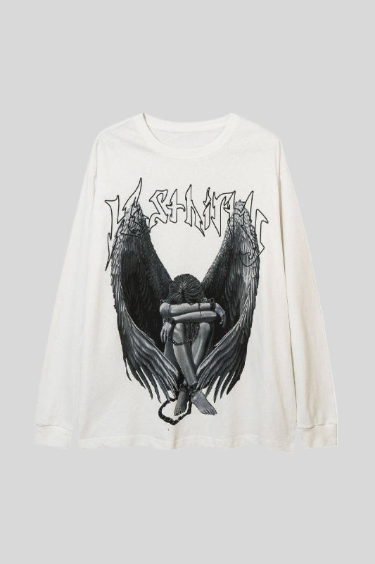 Angel Wings Typography Graphic Oversized Sweatshirt Main image