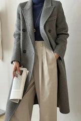 Elegant Double Breasted Wool Overcoat