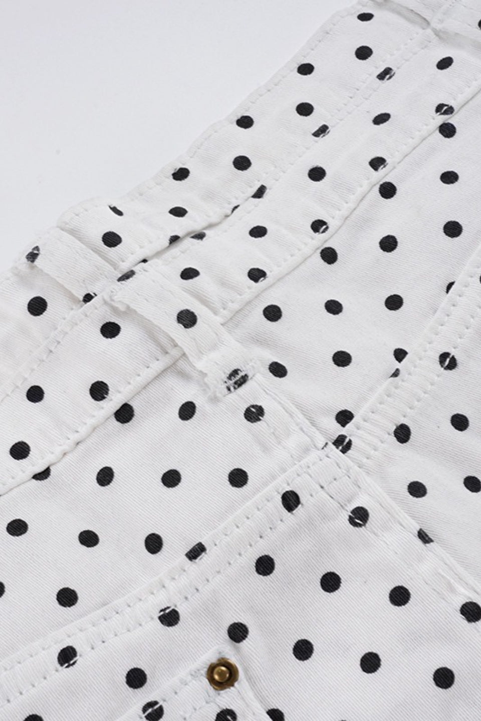 Polka Dot Low Rise Denim Mini Shorts