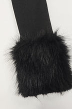 Faux Fur Collar Off Shoulder Bodycon Dress