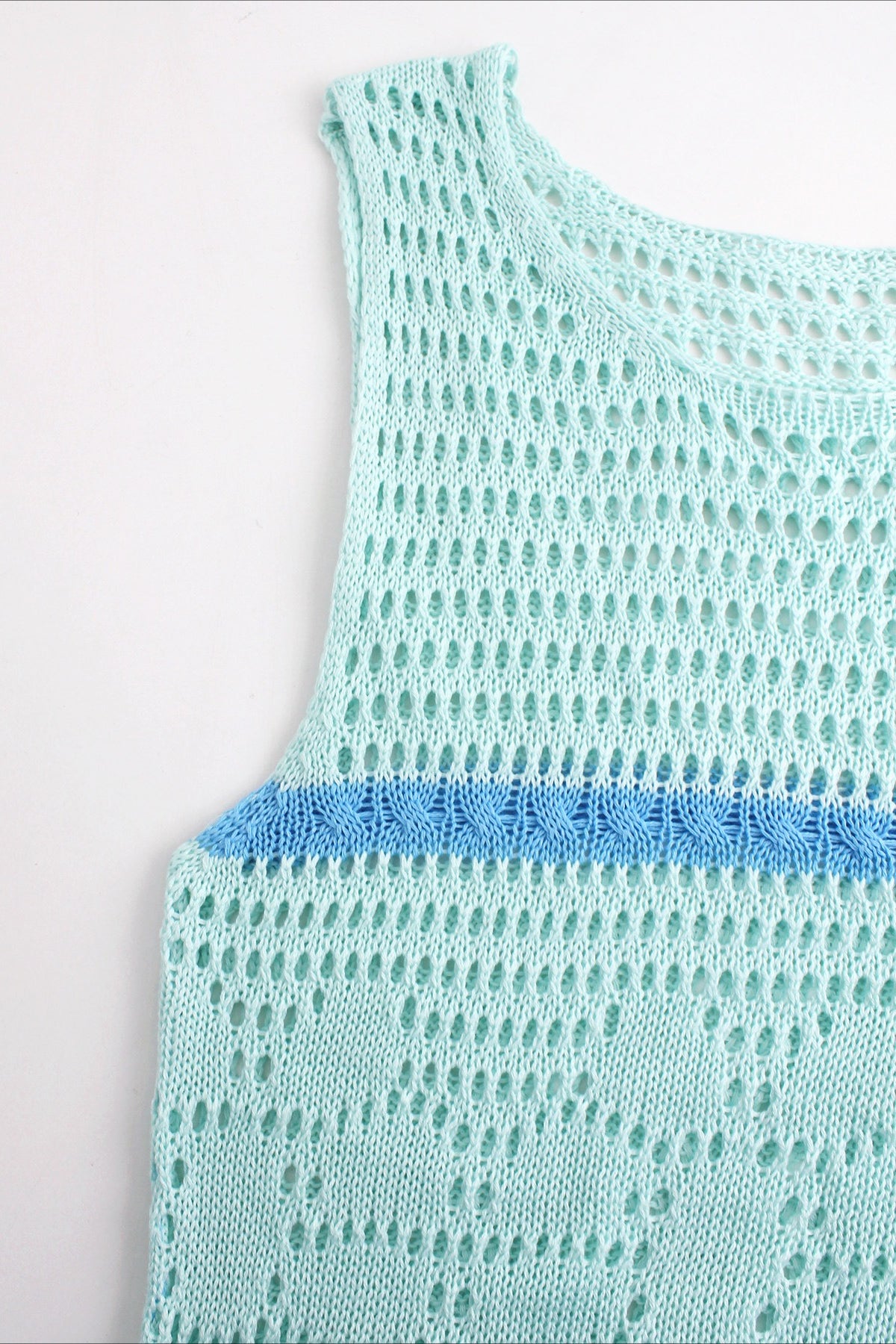 Hollow Knit Contrast Tank Sweater Dress