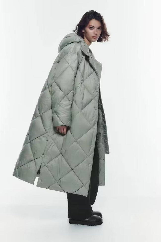 Padded Longline Hooded Puffer Coat Grey / XS coats Main image