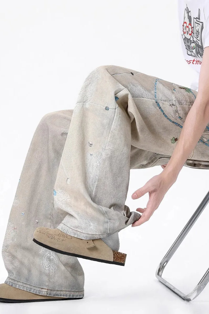 Tie-Dye Wide-Leg High Waist Jeans Secondary image