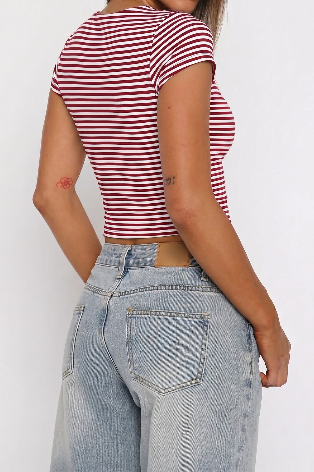 Chic Striped Square Neck Bodycon Tee Secondary image