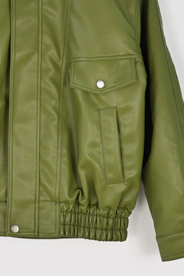 Vintage Green Faux Leather Jacket