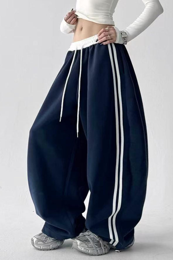 Contrast High Waist Athletic Fluid Wide Leg Pants Secondary image