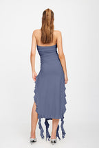 Strapless Ruffle Beach Vacation Dress