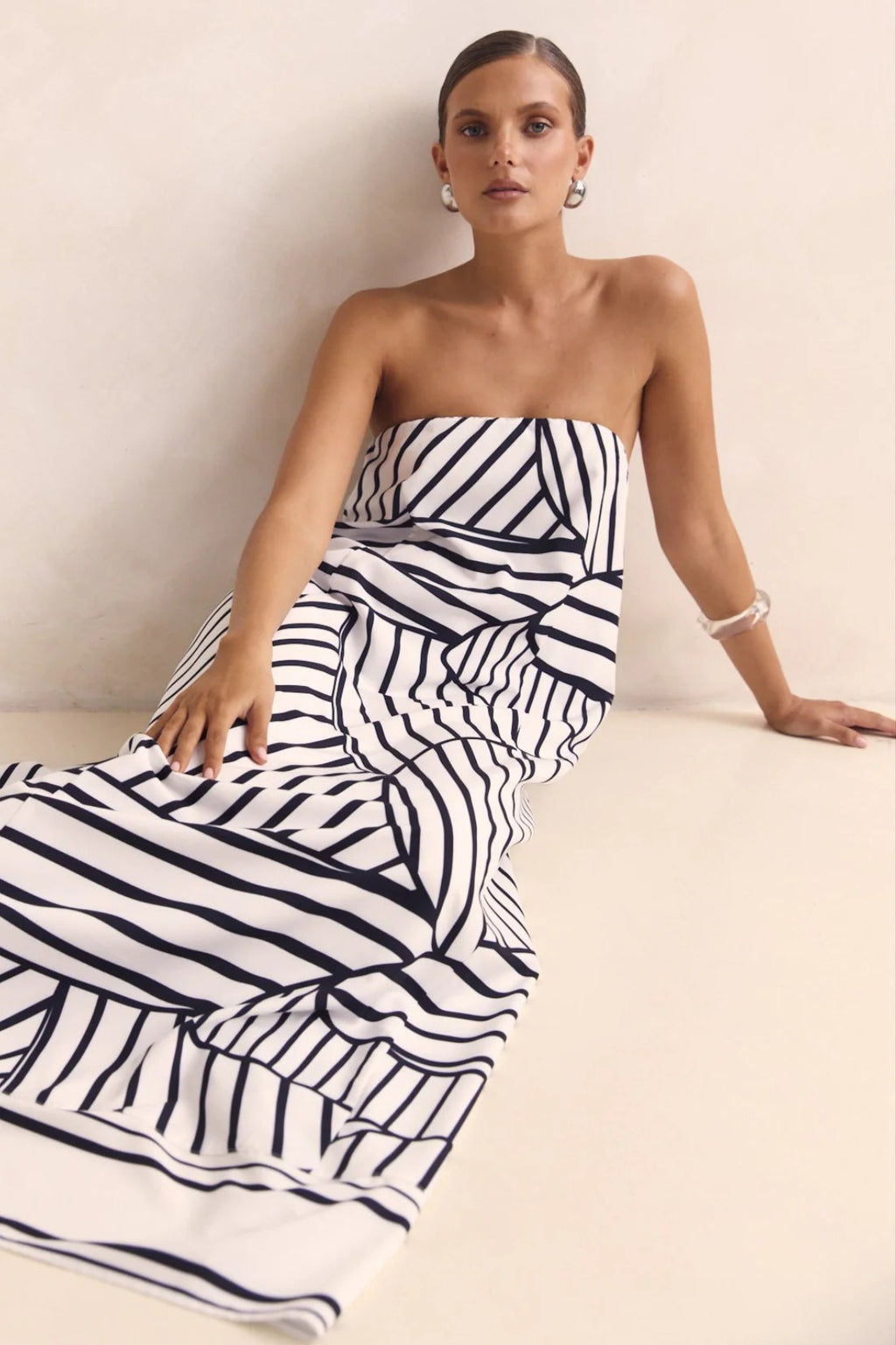 Strapless Printed Off Shoulder Maxi Boho Dress