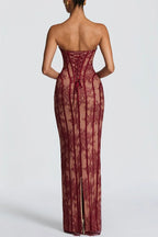 Strapless Lace Corset Column Formal Dress