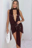 Deep V Halter Backless Sequin Dress