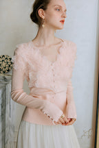 Feather Lace Detail Knit Top