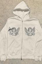 Devil Angel Graphic Zip-Up Hoodie