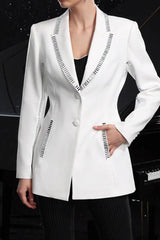 Slim Fit Rhinestone Lapel Blazer