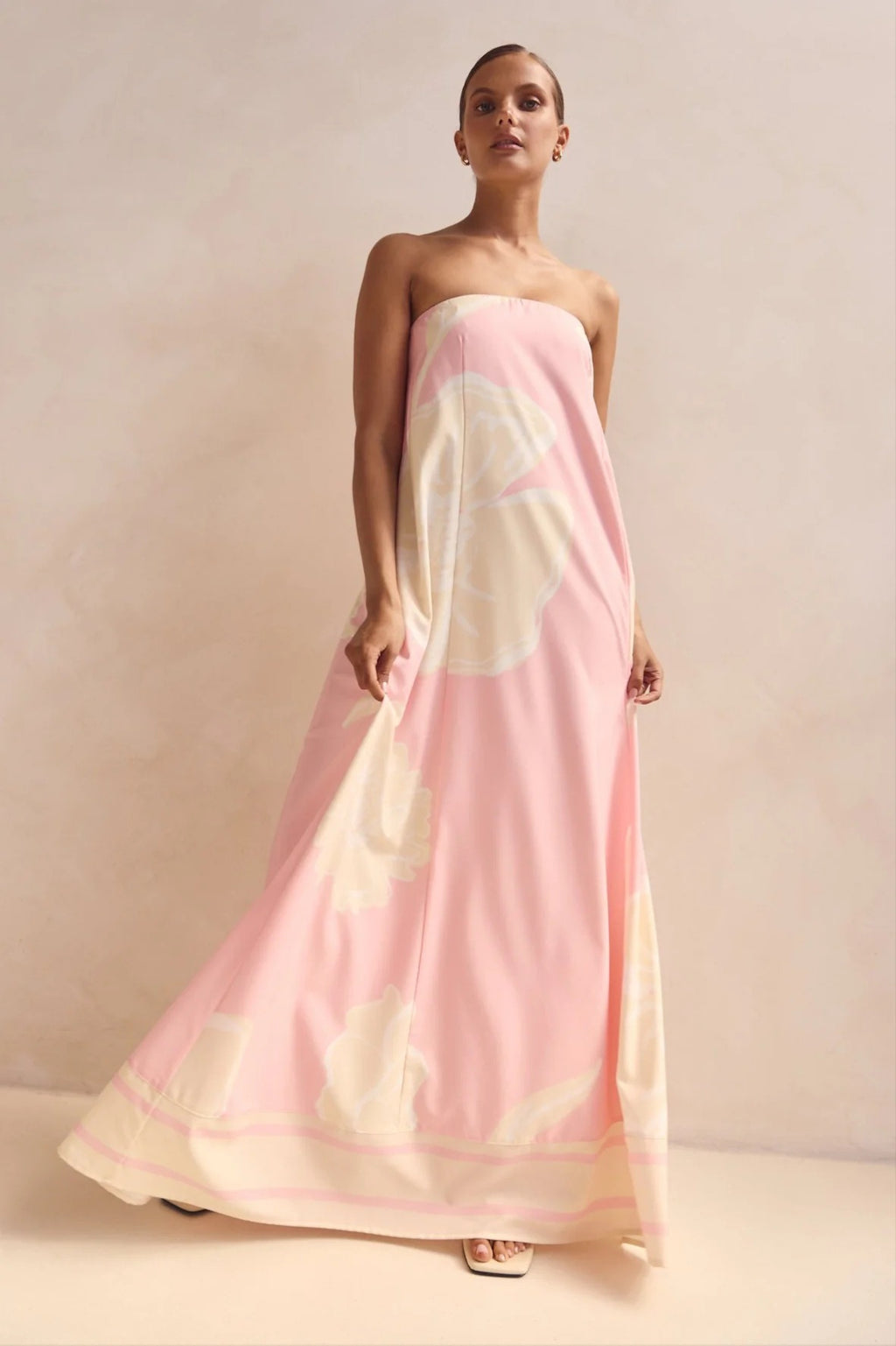 Strapless Printed Off Shoulder Maxi Boho Dress