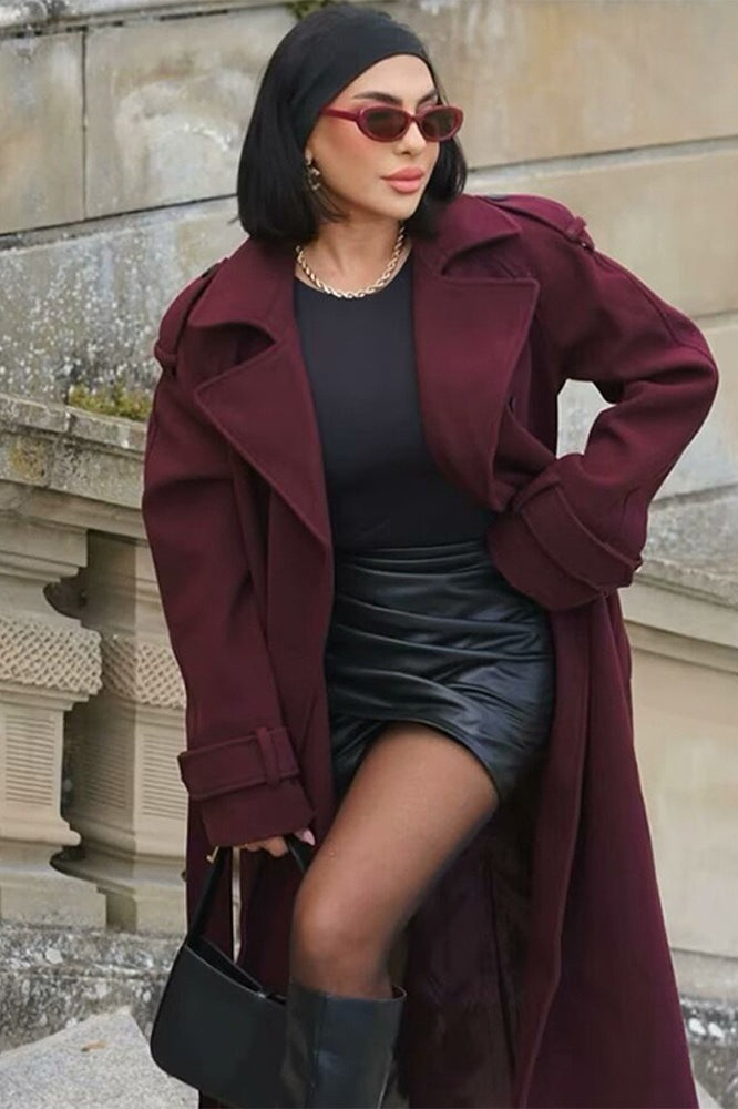 Double Breasted Belted Wool Trench Overcoat Secondary image