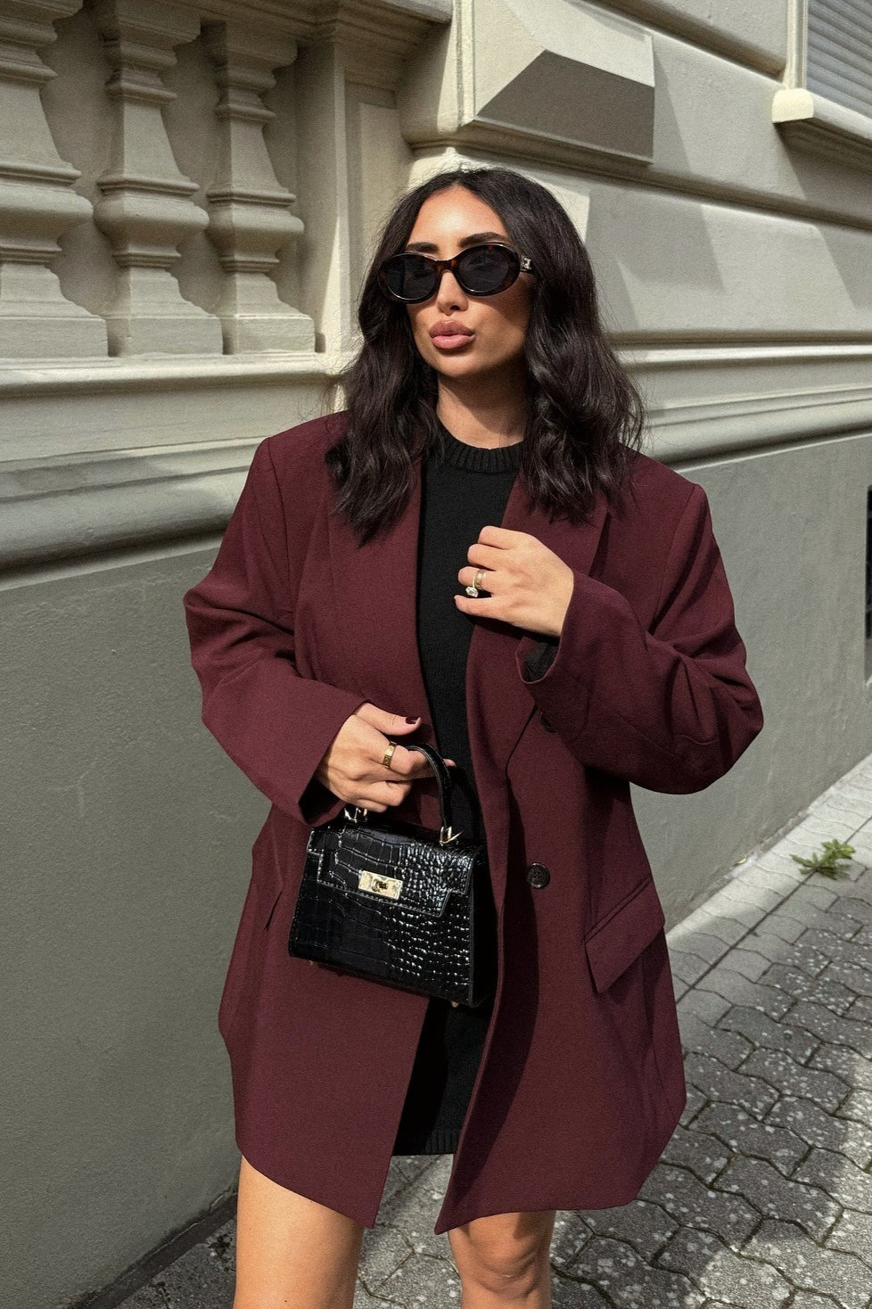 Oversized Wide Lapel Structured Blazer Main image