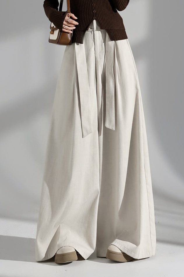 Wrinkle Resistant Denim Cotton Wide Leg Pants Main image