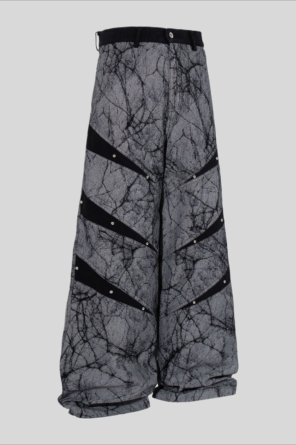 Crackle Print Tape Panel Wide Leg Jeans
