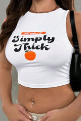 Sexy Bodycon Sleeveless Print Crop Top