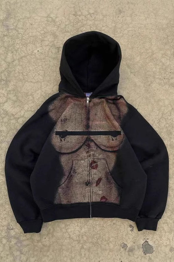 Artistic Portrait Sexy Full Zip Hoodie