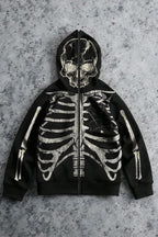 Skeleton Graphic Zip Up Hoodie