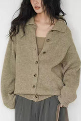 Oversized Turtleneck Cardigan Tan / One Size