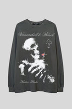 Gothic Skeleton Symbol Graphic Oversized Sweatshirt