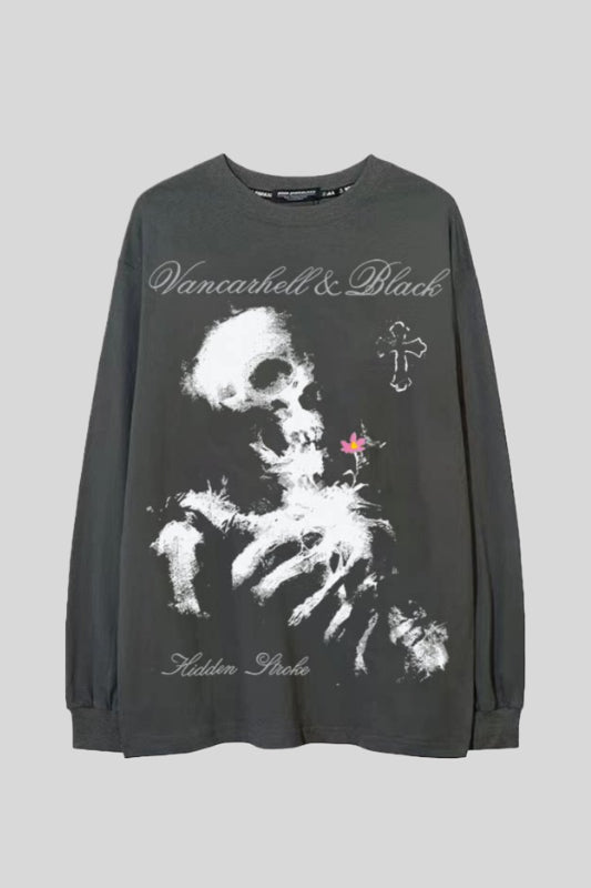 Gothic Skeleton Symbol Graphic Oversized Sweatshirt