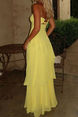 Chic Strapless Layered Elegant Prom Dress