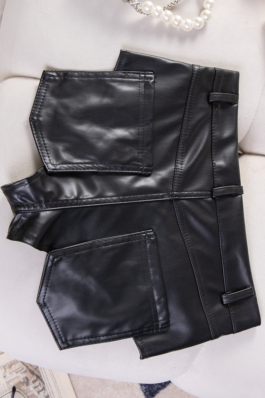Black High Waist Slim Fit Casual Shorts