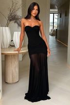Sheer Mesh Off Shoulder Maxi Dress