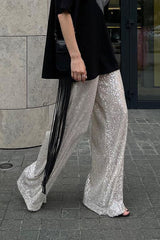 Sequin Wide Leg Loose Casual Pants