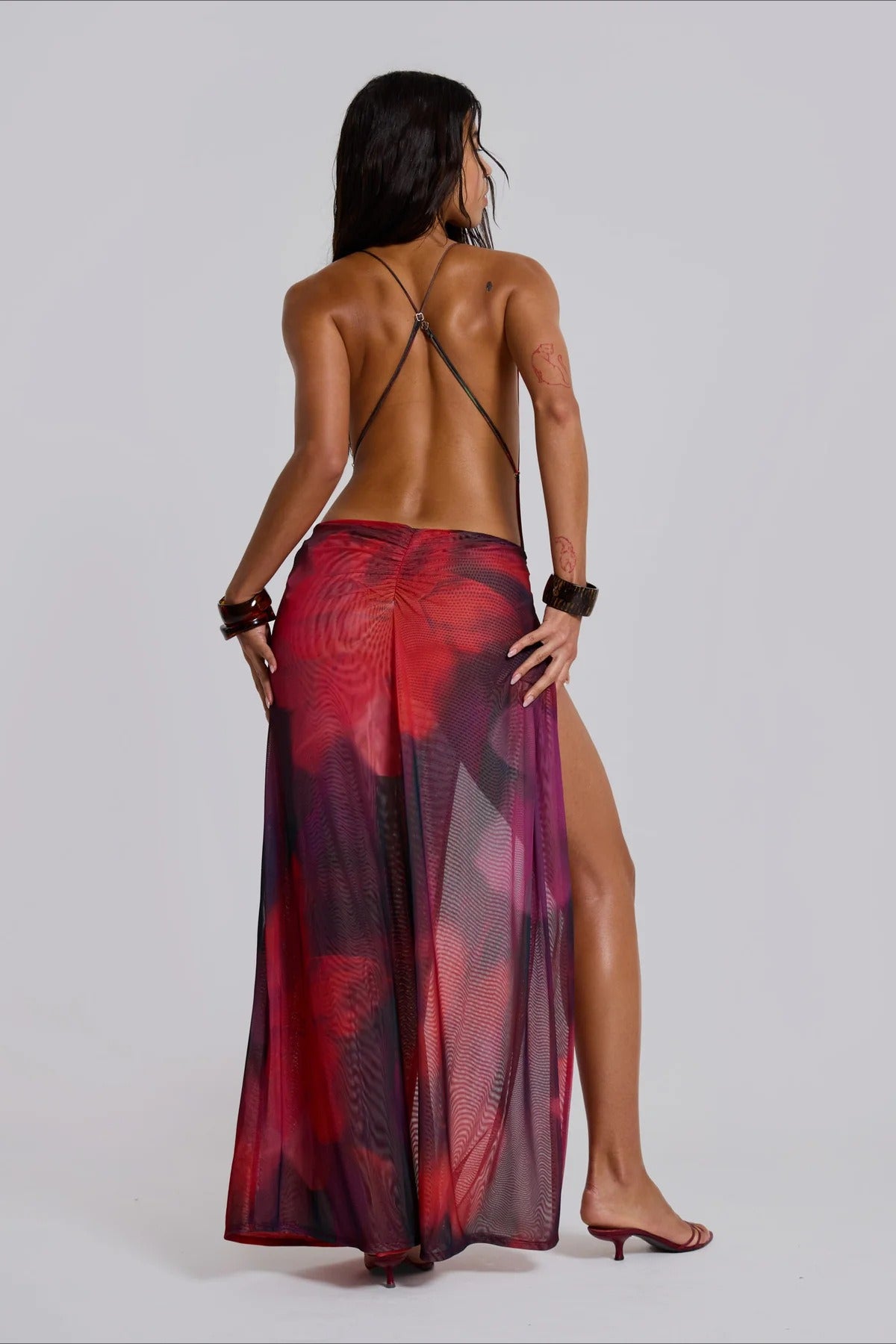 Tie Dye Halter Backless Vacation Dress Secondary image