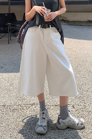 White High Waist Cropped Wide Leg Jeans Secondary image