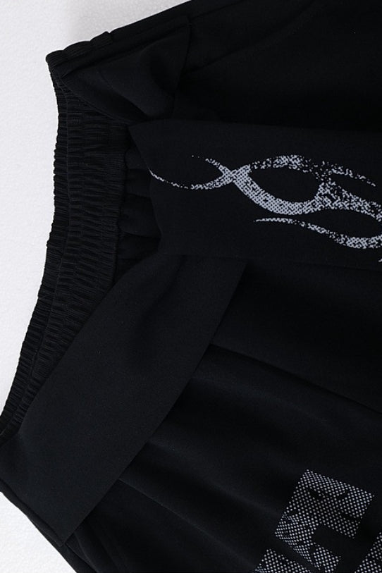 Flame Typography Wide Leg Sweatpants