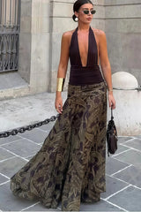 Vintage Paisley Print Slim Fit Maxi Skirt