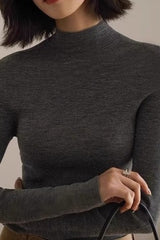 Wool Blend Mock Knit Top