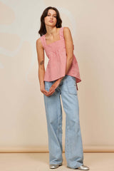 Chic Checkered Back Tie Tank Top