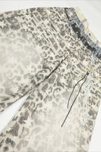 Leopard Double Waist Barrel Leg Jeans