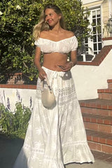 Two Piece Lace Tube Top Boho Skirt Set