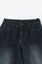 Deep Blue Straight Wide Leg Jeans