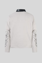 Barbed Wire Graphic Layered Polo Collar Tee