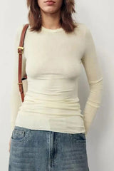 Cashmere Solid Slim Fit Knit Top